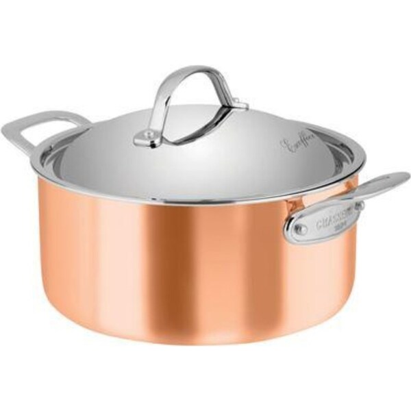 Chasseur Escoffier Induction Casserole Pot with Lid 24cm / 4L Copper