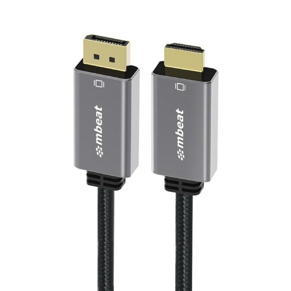 mbeat Tough Link 1.8m 4K/60Hz Display Port to HDMI Cable -Gold Plated Aluminium