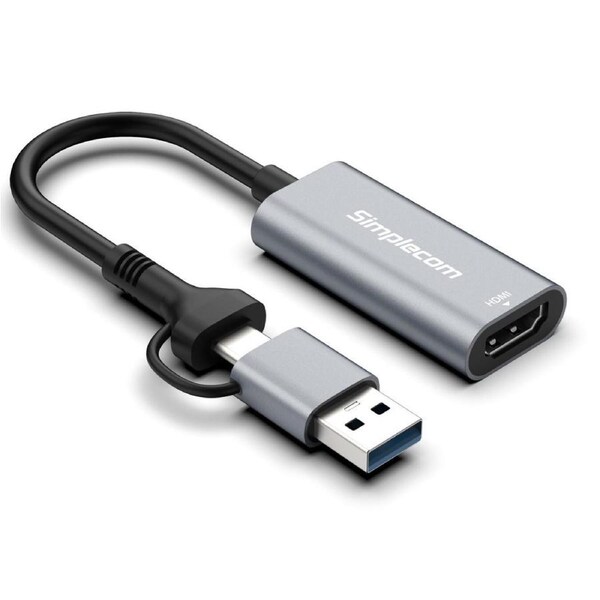 Simplecom DA306C USB 3.0 and USB-C to HDMI Video Card Adapter Full HD 1080p DA306C