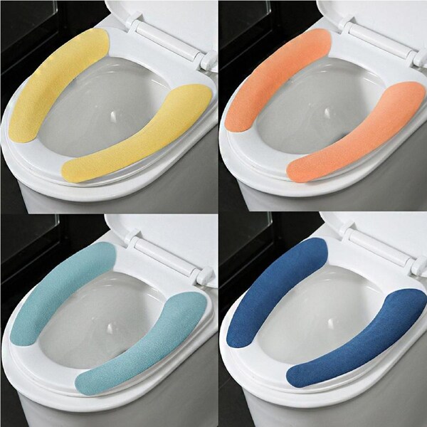 4 Pairs Sticky Toilet Seat Lid Cover Pads Washable Toilet Proector Liner