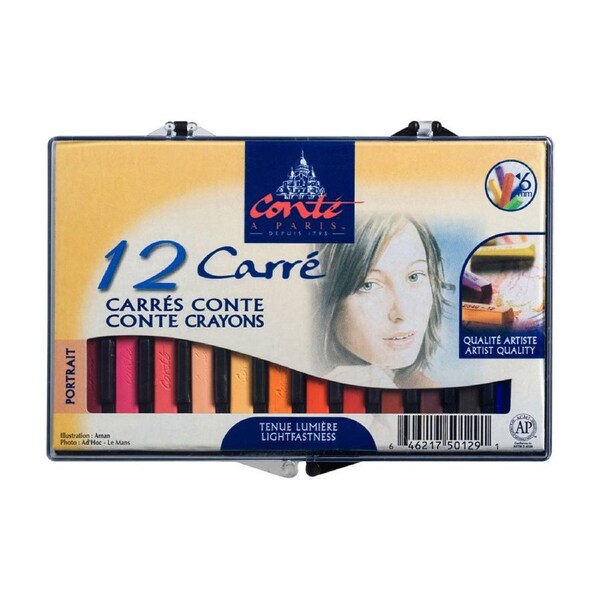 12pc Conte Carre Sketching Crayons Art/Sketch Colouring Set Assorted Portrait