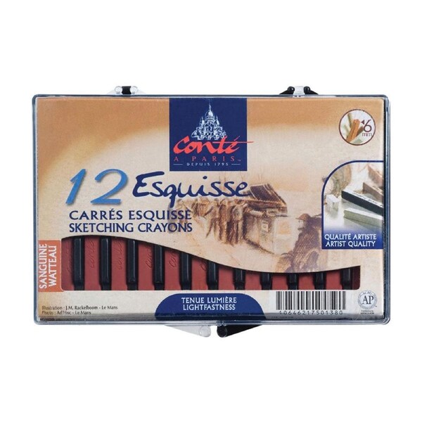 12pc Conte Carre Sketching Crayons Art Drawing/Colouring Set Watteau Sanguine