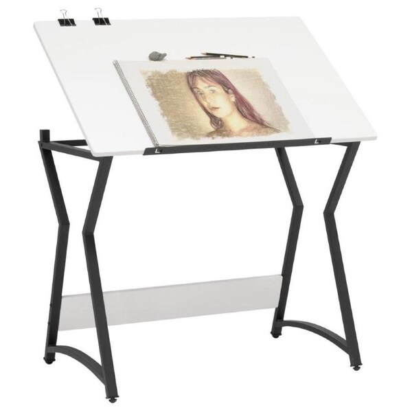 Artfusion Steel Hourglass Drawing Table Creative Workstation 91x60cm Black/White