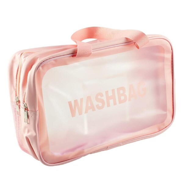 Lulu Grace Washable Toiletry Bag Pink With Double Zip
