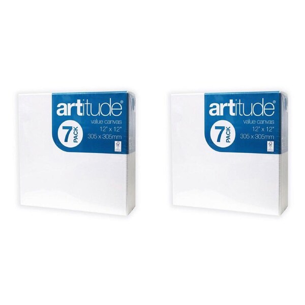 2x 7pc Artitude Stretched Canvas 12x12" Art/Craft Accessory Oil/Acrylic Painting