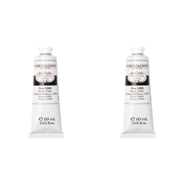 2x Charbonnel 60ml Etching Ink Oil-Based Art/Craft Painting Tube S2 Black 55981