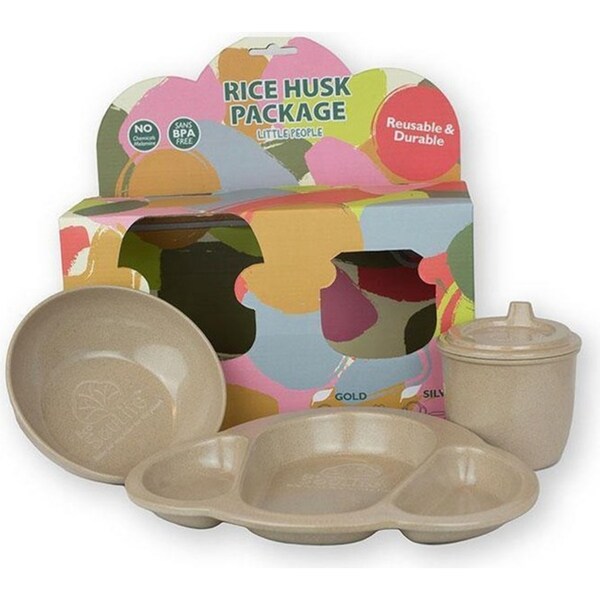 3pc EcoSouLife Reusable Rice Husk Baby/Infant Bowl/Plate/Cup Feeding Utensils