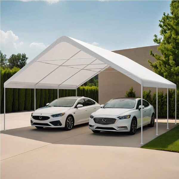 InstaHut Carports 6x6m Carport Kits Steel Shelter Gazebo Canopy Garage Portable Garden Shed
