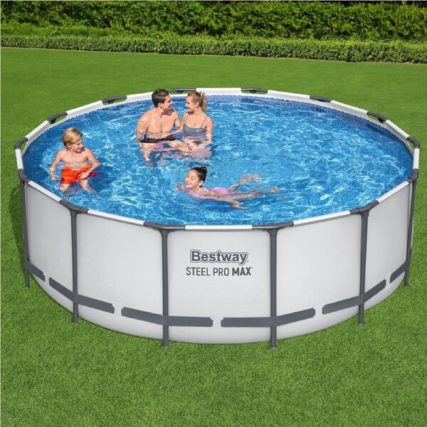 Bestway Swimming Pool 427x427x122cm Steel Frame Above Ground Pools Round Filter Pump Ladder