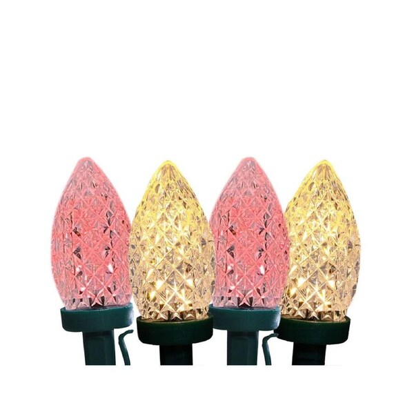 50 RED WHITE & WARM WHITE Led Pinecone Fairy Light 14.8m