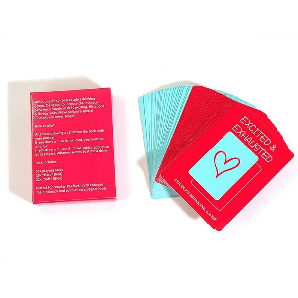 EXCITED & EXHAUSTED Couples Lovers Drinking Game Desires Card Drunks Adults Party Gathering Games
