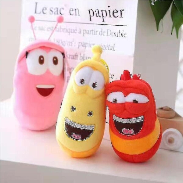 3 Pcs Larva Plush Toys Yellow Insect Red Insect Cartoon Larva Toys Stuffed Doll 9 Inches Uu