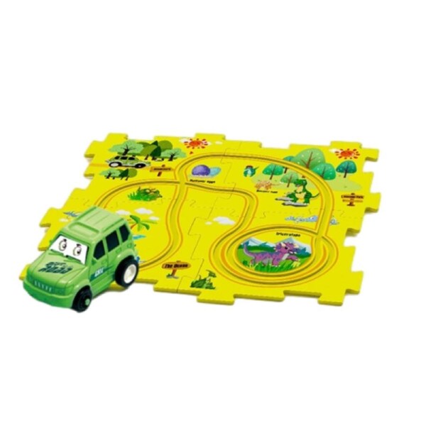 DIY Car Track Puzzle Play Set Preschool Educational Montessori Toy For Kid Gifts~Dinosaur 5pcs
