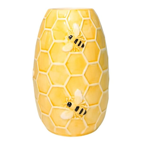 Urban Bee Hive Flower Vase Ceramic Yellow 17cm Decorative Shelf Home Decor