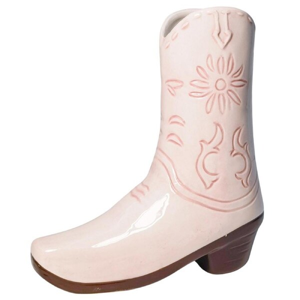 Urban Cowgirl Boot Flower Vase Ceramic Pink 19cm Decorative Home Decor