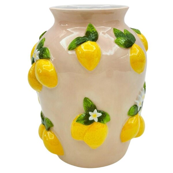 Urban Tuscan Lemon Flower Vase Pink 23cm Decorative Kitchen/Lounge Decor
