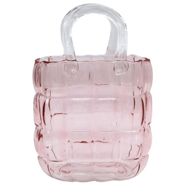 Urban Cushioned Handbag Glass Flower Vase Pink Small Decorative Home Decor