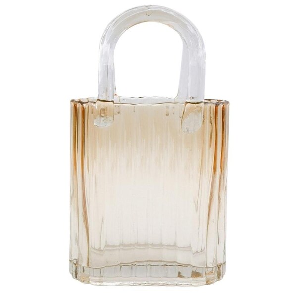 Urban Reeded Handbag Glass Flower Vase Amber Small Decorative Home Decor