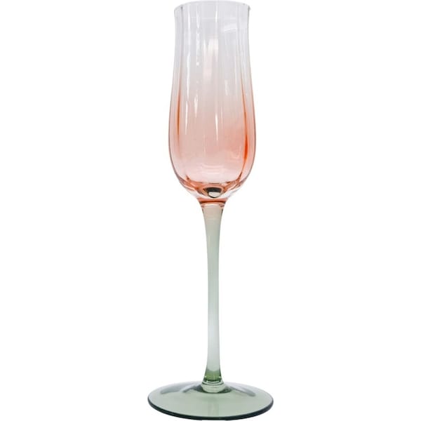 2pc Urban Tulip Champagne Glass Pink Green 22cm Kitchen Decor Drinkware