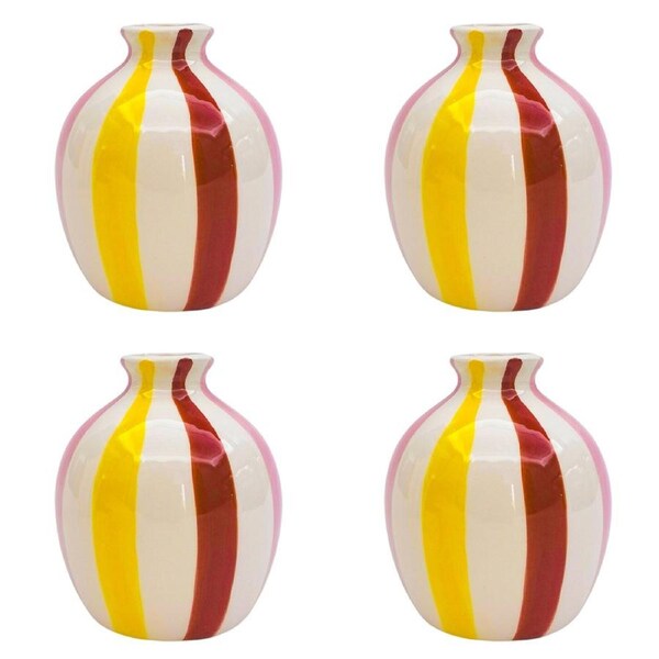 4x Urban Halycon Flower Vase Ceramic Pink Red 10cm Decorative Shelf Home Decor