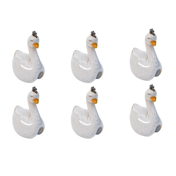 6x Urban Swan Plant Pot Hanger White 9cm Home Decorative Outdoor Garden Decor