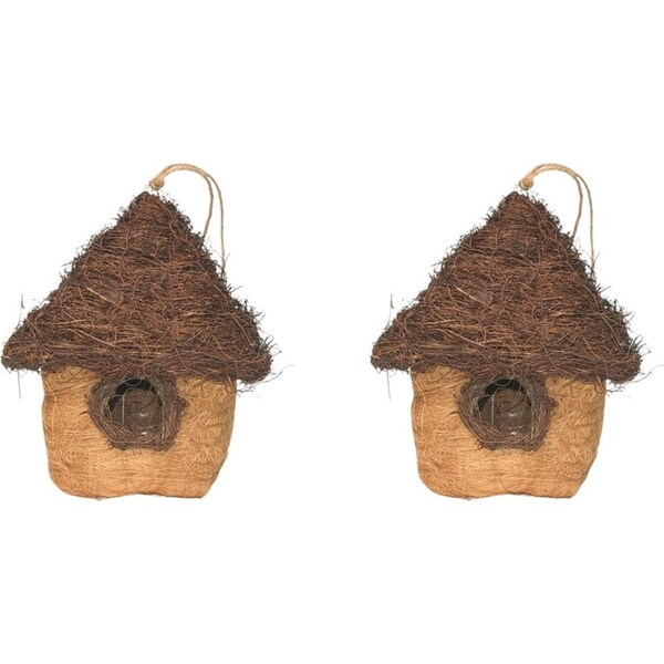 2x Urban HUSK Hanging Birdhouse Brown 26cm Home Decor Outdoor Garden Ornament