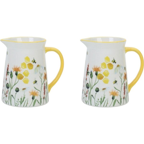 2x Urban Bee Meadow Pouring Jug Yellow 15cm Serveware Home Kitchen Decor