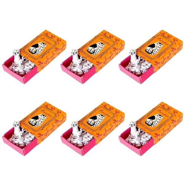 6x Urban Purrrfect Cat Matchbox Memory Yellow 5cm Keepsake Present Ornament