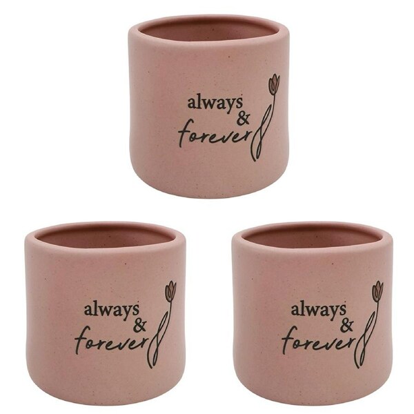 3x Urban Always Forever Vessel Pink 7cm Gift Keepsake Present Ceramic Jar/Pot