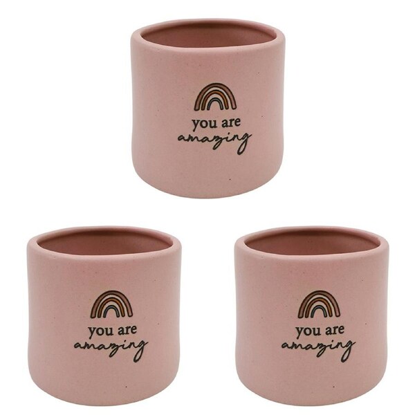 3x Urban You are Amazing Vessel Pink 7cm Gift Keepsake Present Ceramic Jar/Pot