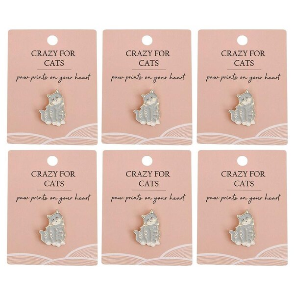 6x Urban Cat Memento Pin Grey 2cm Display Decorative Keepsake Home Decor