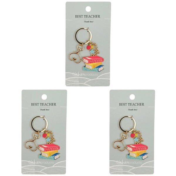3x Urban Best Teacher Keyring Red 12cm Display Decorative Keepsake Home Decor