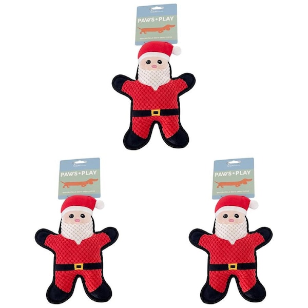3x Urban Santa Squeaker Red 24cm Dog/Pet Durable Play Interactive Chew Toy