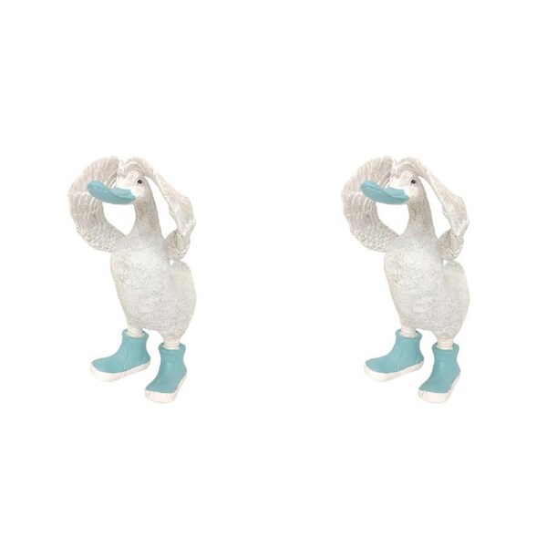 2x Urban Hiding Duck in Boots Ornament Blue 22cm Decorative Decor Statue Figure