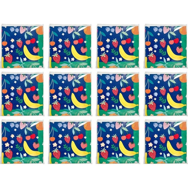 12x 20pc Urban Fruit Salad Napkins Navy 33cm Kitchen Decor Tableware/Serveware