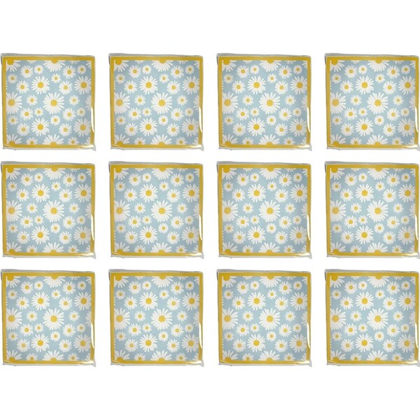 12x 20pc Urban Daisy Napkins White Blue 33cm Kitchen Decor Tableware/Serveware