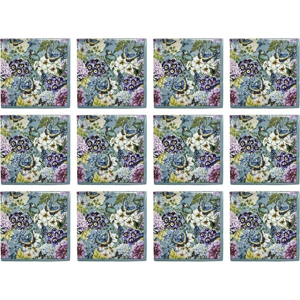 12x 20pc Urban Heidi Flower Napkins Blue 33cm Kitchen Decor Tableware/Serveware