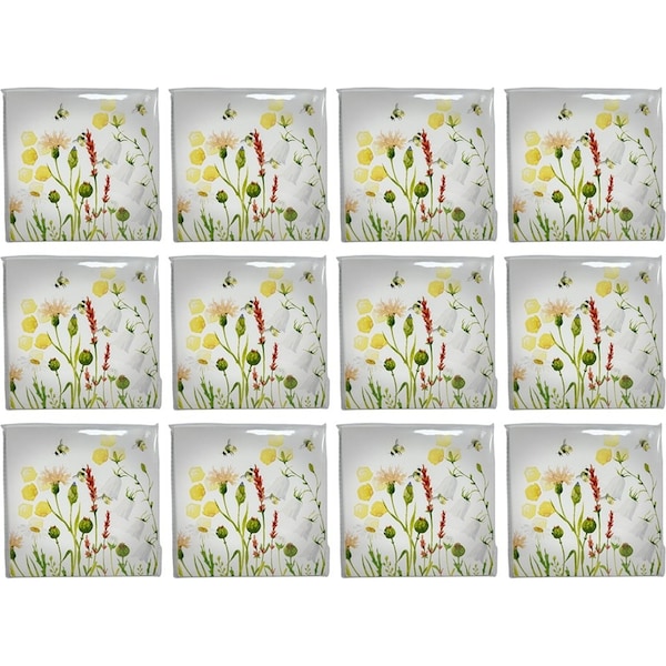 12x 20pc Urban Bee Meadow Napkins Yellow 33cm Kitchen Decor Tableware/Serveware