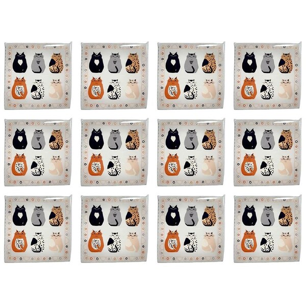 12x 20pc Urban Cat Napkins Grey 33cm Kitchen Decor Tableware/Serveware Set