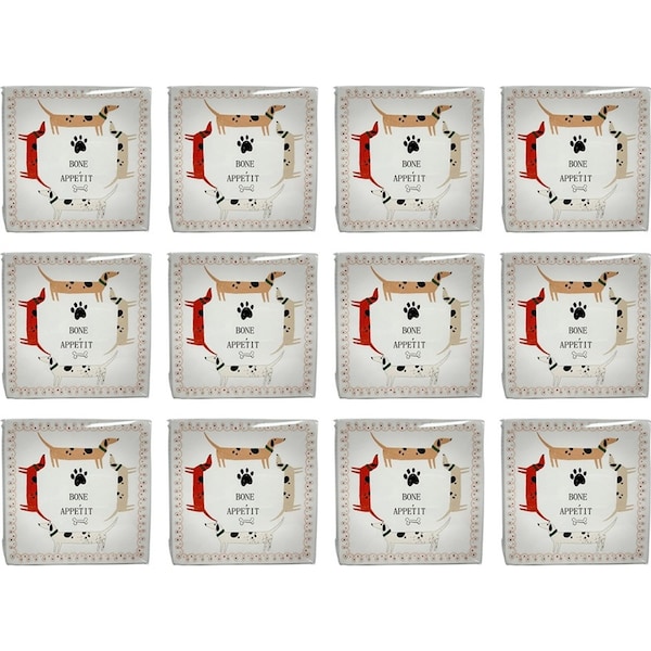 12x 20pc Urban Dog Napkins White Grey 33cm Kitchen Decor Tableware/Serveware
