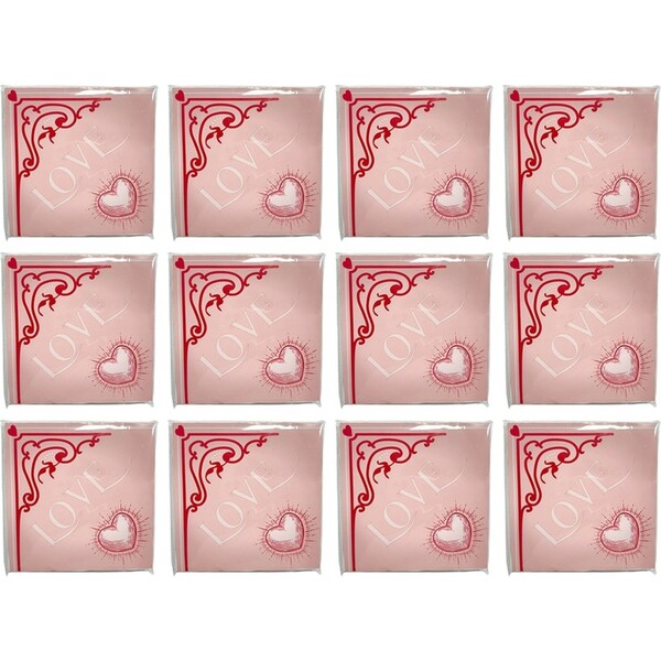 12x 20pc Urban Love Napkins Red 33cm Kitchen Decor Tableware/Serveware Set