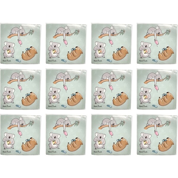 12x 20pc Urban RT Animals Napkins Sage 33cm Kitchen Decor Tableware/Serveware