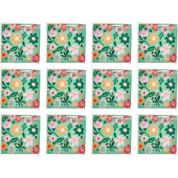 12x 20pc Urban Dahlia Floral Napkins Green 33x33cm Kitchen Decor Tableware