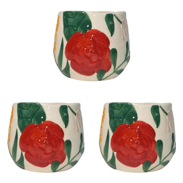 3x Urban Dahlia Floral Planter Colourful Small 11cm Decorative Garden Decor