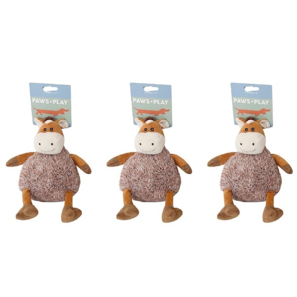 3x Urban Fluffy Squeaker Animal Brown Dog/Pet Durable Play Interactive Chew Toy