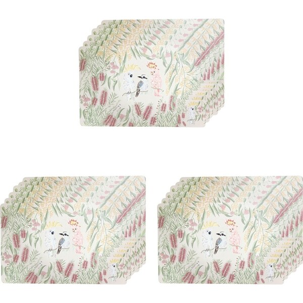3x 12pc Urban FB Birds Placemats and Coasters Pink Kitchen Decor Tableware