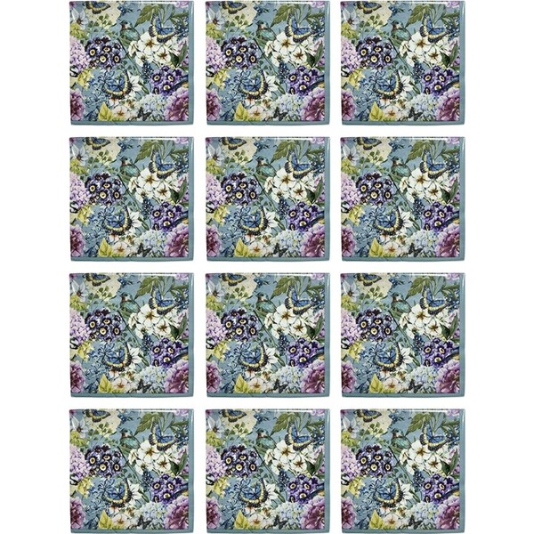 24x 20pc Urban Heidi Flower Napkins Blue 33cm Kitchen Decor Tableware/Serveware