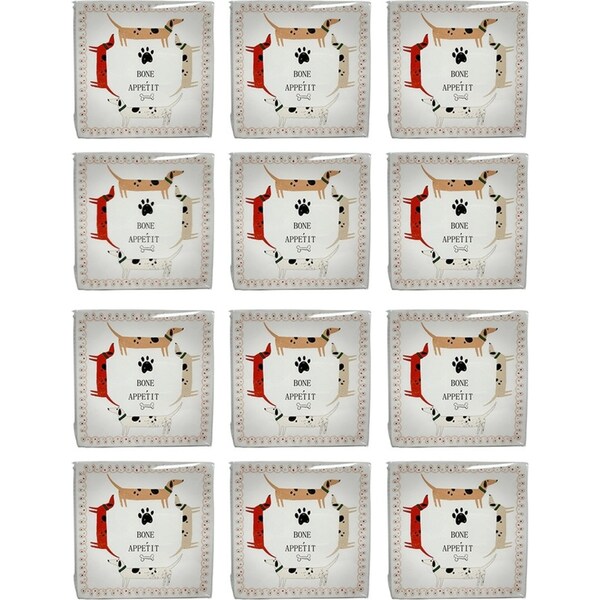 24x 20pc Urban Dog Napkins White Grey 33cm Kitchen Decor Tableware/Serveware
