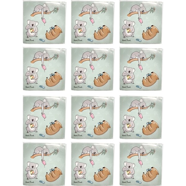 24x 20pc Urban RT Animals Napkins Sage 33cm Kitchen Decor Tableware/Serveware