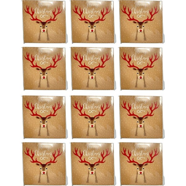 24x 20pc Urban Reindeer Napkins Brown Red 33cm Kitchen Decor Tableware/Serveware